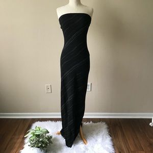 Black Glittered Strapless Bodycon Long Gown